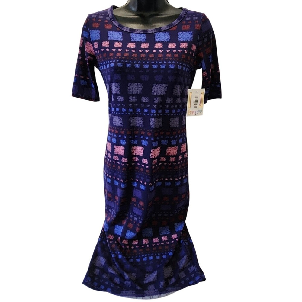 NWT LuLaRoe Julia Form Fitting Knee Length Geometric Knit Dress Womens‎ XXS